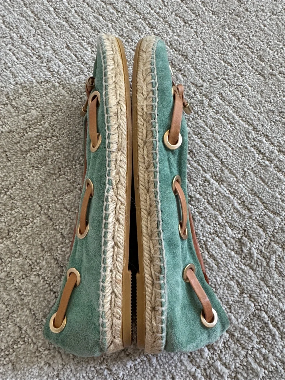 Maypol Made in Spain Aqua Suede Lace-Up Espadrille Flats EU 40